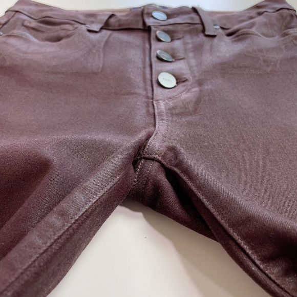 PAIGE Hoxton Coated Ankle Skinny Jean High Rise Button Fly Stretch Coffee 27 - Picture 6 of 9